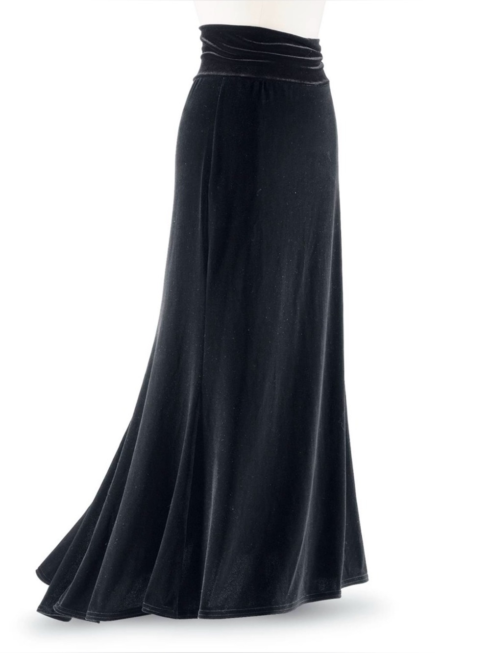 Pyramid Collection  Black Velvet Godet Skirt, NWOT, Size 1X